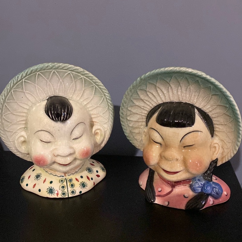 Two Vintage Japanese Head Vases